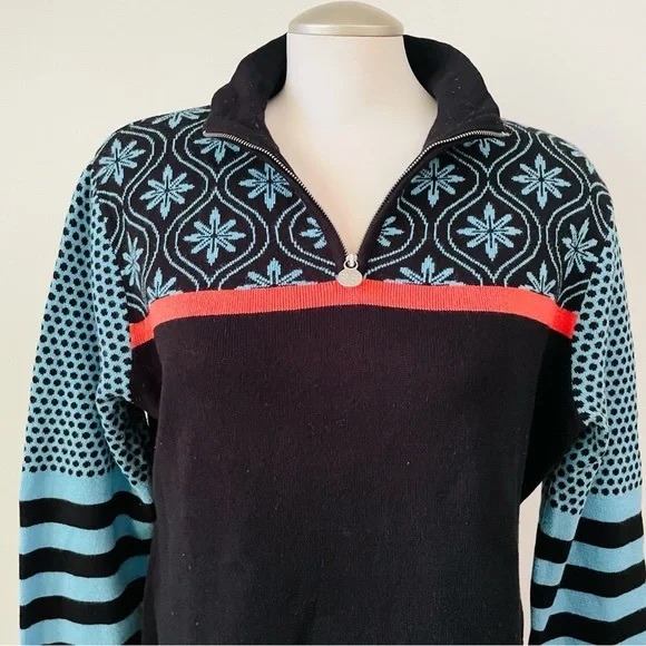 Neve Wool Knit 1/4 Zip Ski Sweater, Sz XL - Picture 3 of 9